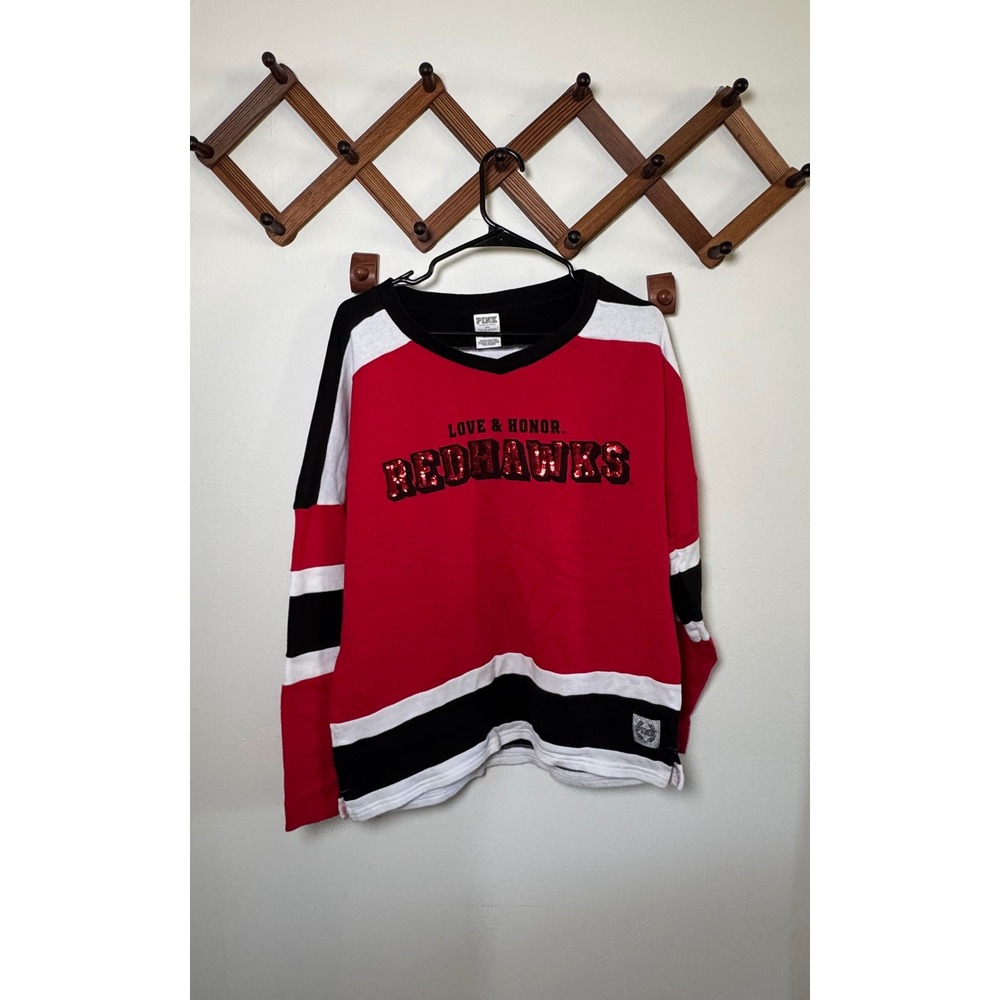 VS PINK Miami of Ohio RedHawks Love & Honor Jersey Crewneck Pullover Medium